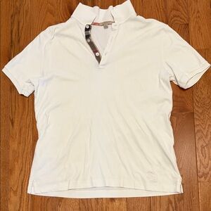 Men's Burberry White Polo Shirt with Contrast Placket